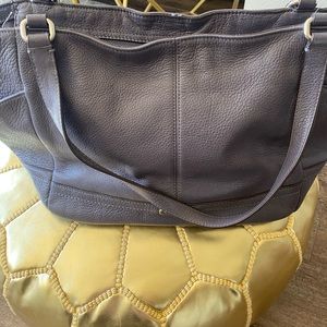 Navy Blue Leather Coach Handbag